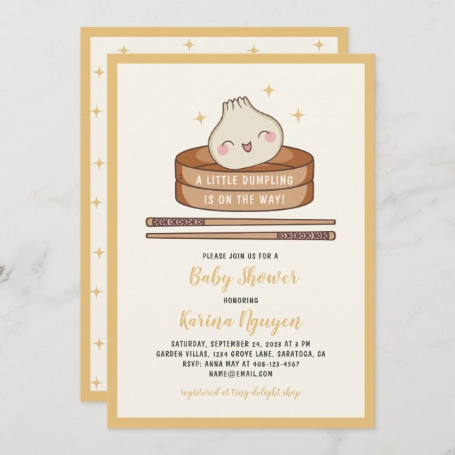 A Little Dumpling Baby Shower Invitation (Front/Back)