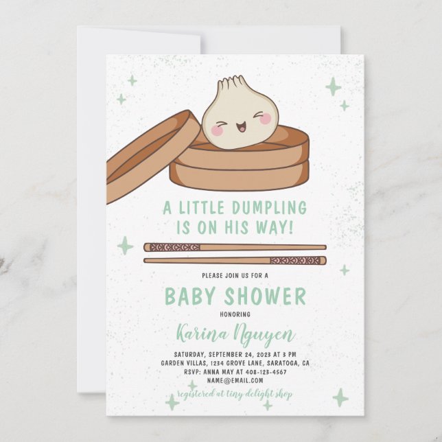 A Little Dumpling is On His Way Baby Shower Invitation (Front)