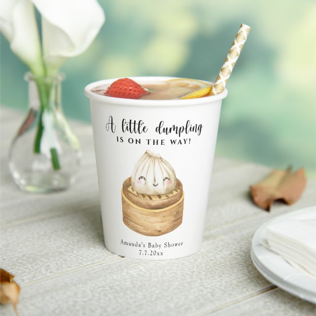 A little dumpling is on the way baby shower paper cups (Insitu)