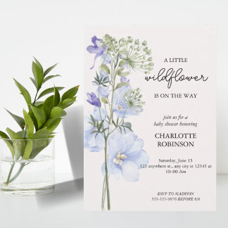 A Little Elegant Wildflower Girl Baby Shower Invitation