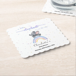 A Little Elephant Is On The Way Baby Shower Paper Coaster