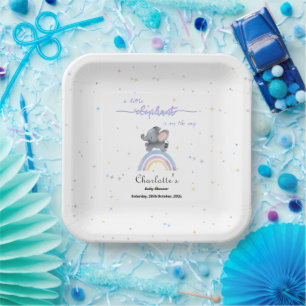 A Little Elephant Is On The Way Baby Shower Paper Plate