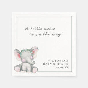 A Little Elephant Simple Script Baby Shower  Napkin