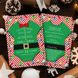A Little Elf Is On The Way! Christmas Baby Shower Invitation