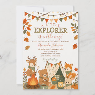 A Little Explorer Baby Shower Woodland Animals Invitation