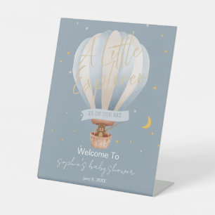 A Little Explorer Hot Air Balloon Welcome Pedestal Sign