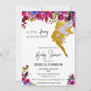 A Little Fairy is on the Way Baby Shower Floral Invitation