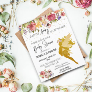 A Little Fairy is on the Way Baby Shower Gold Invi