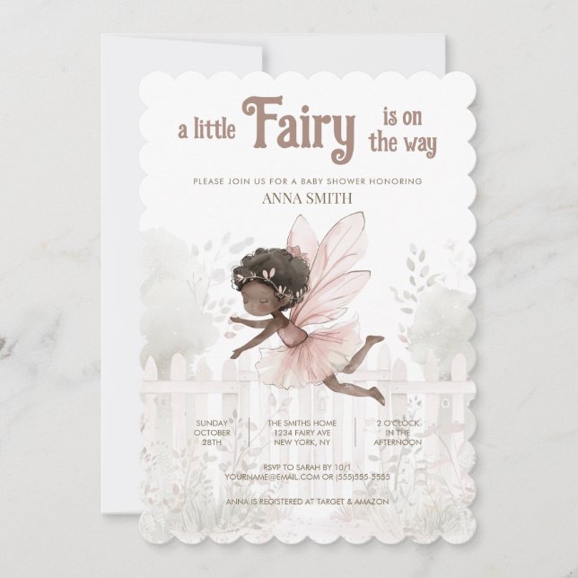 "A Little Fairy is on the Way" Baby Shower Invitation (Front)