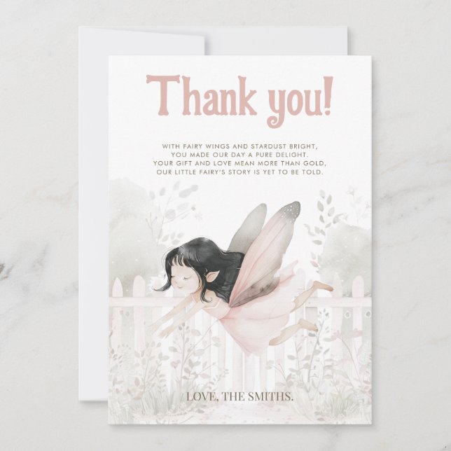 "A Little Fairy is on the Way" Baby Shower Thank You Card (Front)