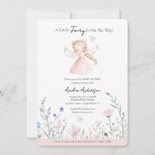 A Little Fairy is on the Way Blush Pink Invitation