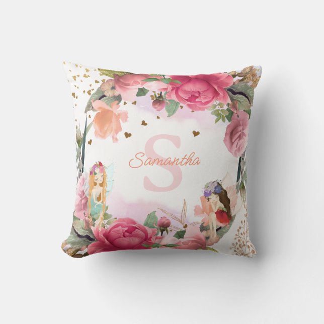 A Little Fairy Is On The Way Girl Baby Shower Cushion (Front)