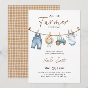 A little Farmer Baby Clothesline Baby shower Invitation