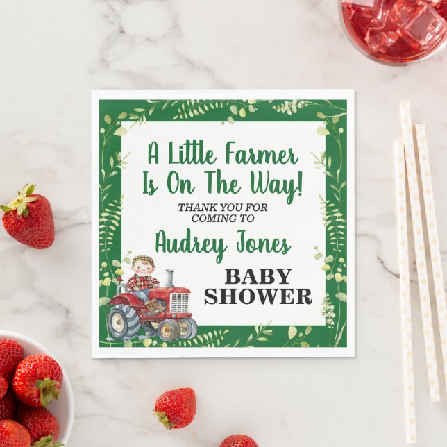 A Little Farmer Is On The Way Baby Shower Napkin (Insitu)