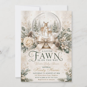 A Little Fawn Is On the Way Winter Baby Shower Invitation