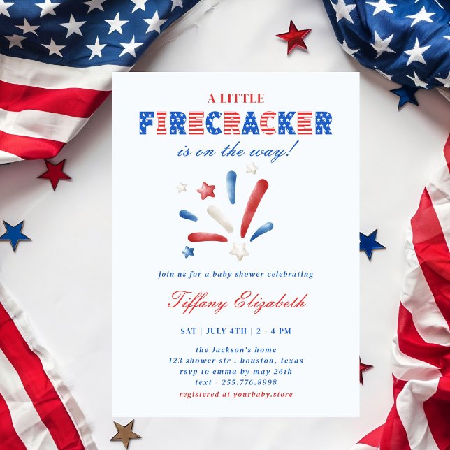 A Little Firecracker 4th of July Baby Shower  Invitation (Creator Uploaded)