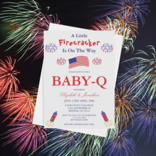 A Little Firecracker Is On The Way Baby-Q Invitation
