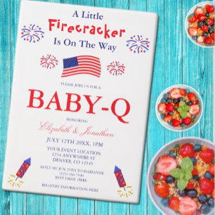 A Little Firecracker Is On The Way Baby-Q Vellum Invitations