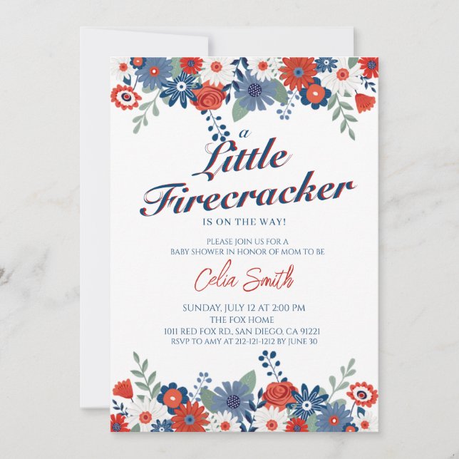  A Little Firecracker is on the way Baby Shower Invitation (Front)