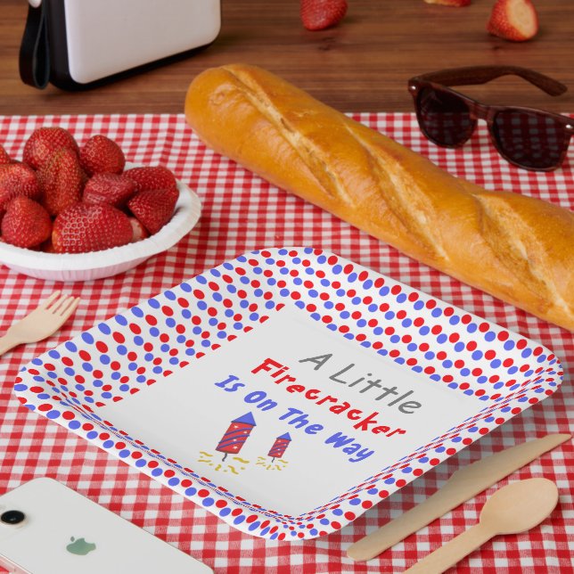 A Little Firecracker Is On The Way Paper Plate (Picnic)