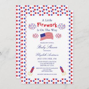 A Little Firework Is On The Way Baby Shower Invitation