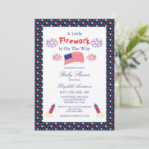 A Little Firework Is On The Way Baby Shower Invitation