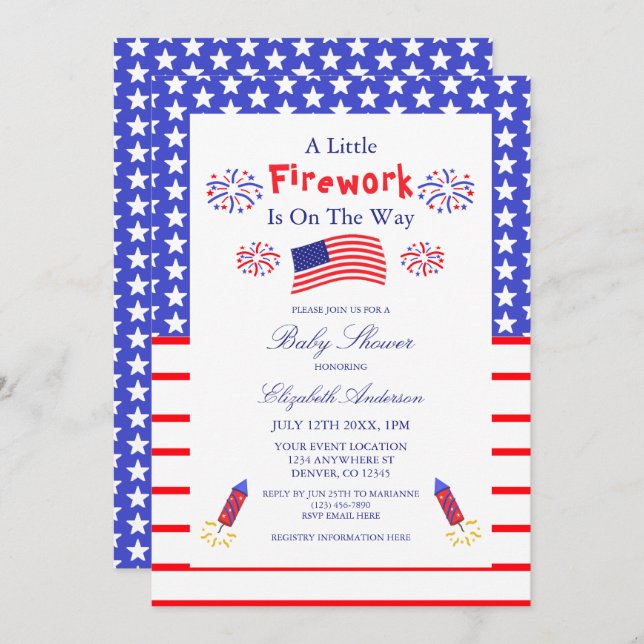 A Little Firework Is On The Way Baby Shower Invitation (Front/Back)