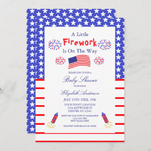 A Little Firework Is On The Way Baby Shower Invitation