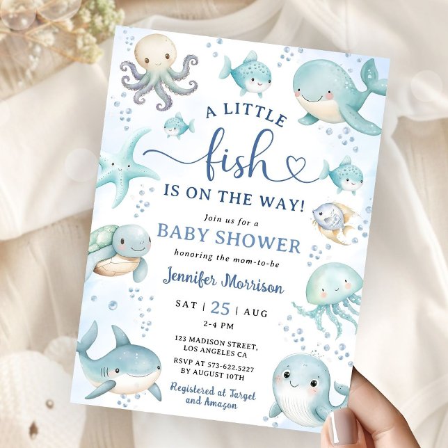 A Little Fish Is On the Way Baby Shower Invitation (Creator Uploaded)