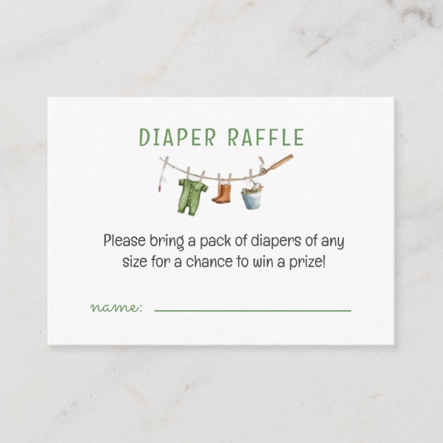 A Little Fisherman Baby Diaper Raffle Enclosure Card (Front)