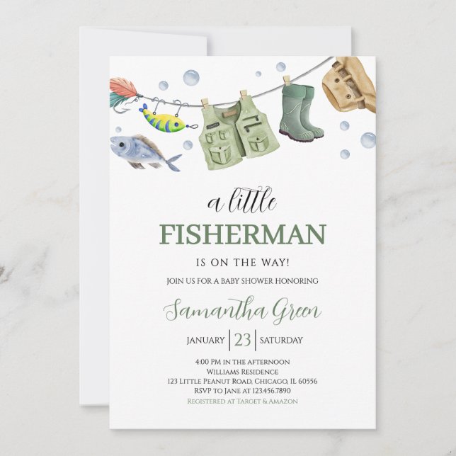  A Little Fisherman Baby Shower Invitation (Front)