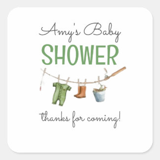 A Little Fisherman Baby Shower Square Sticker