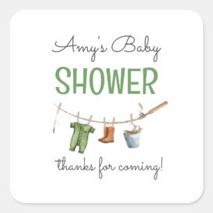 A Little Fisherman Baby Shower Square Sticker