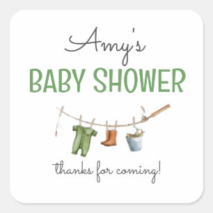A Little Fisherman Baby Shower Square Sticker