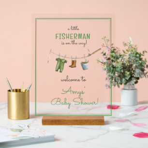 A Little Fisherman Baby Shower Welcome Acrylic Sign