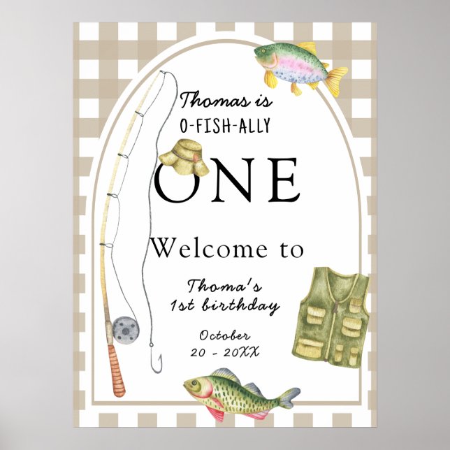 A little Fisherman Birthday Party Welcome Poster (Front)