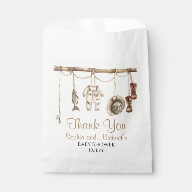 A Little Fisherman Is On The Way  Baby Shower Favour Bags (Front)