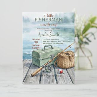A Little Fisherman Is On The Way Baby Shower Invitation