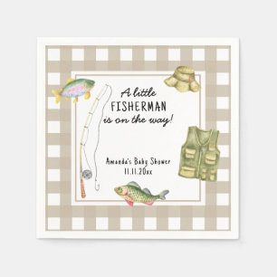 A little fisherman is on the way Baby Shower Napkin