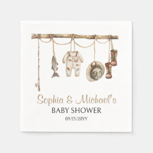 A Little Fisherman Is On The Way Baby Shower Party Napkin