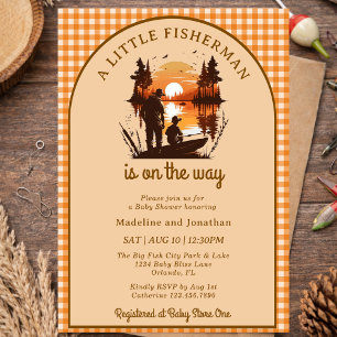 A Little Fisherman Is on the Way Boy Baby Shower Invitation