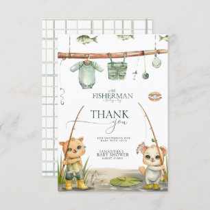 A Little Fisherman Is Reeling In joy Baby Shower Thank You Card