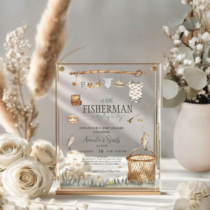 A Little Fisherman Reeling in Joy Baby Shower Acrylic Invitations