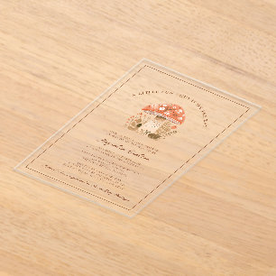 A Little Fun Guy Mushroom Fall Baby Shower  Acrylic Invitations