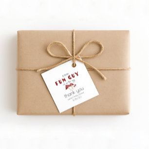 A Little Fun Guy Watercolor Mushroom Baby Shower Favour Tags