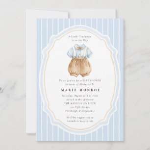 A Little Gentleman Bow Vintage Baby Shower  Invitation