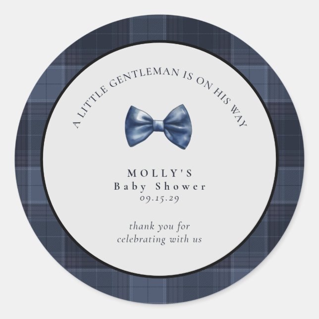 A Little Gentleman is on his way Baby Shower  Classic Round Sticker (Front)