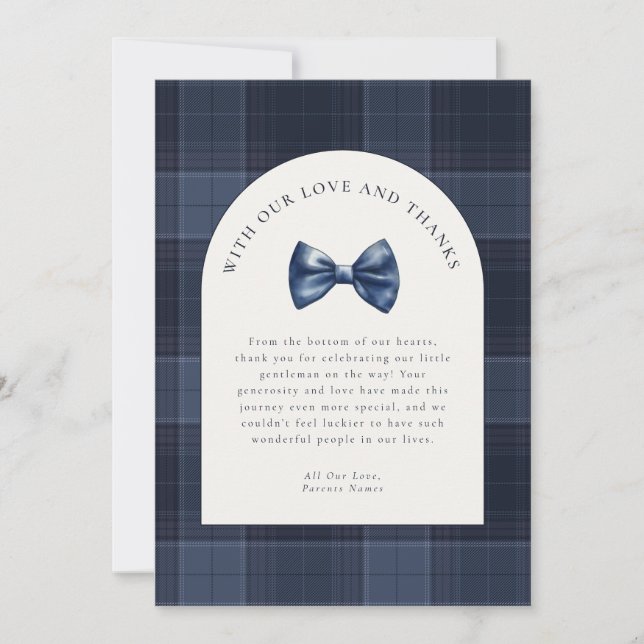 A Little Gentleman is On His Way Baby Shower  Thank You Card (Front)