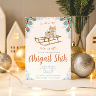 A Little Gift is on the Way, Winter Baby Shower Invitation