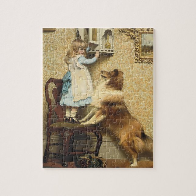A Little Girl and Her Sheltie by Burton Barber Jigsaw Puzzle (Vertical)